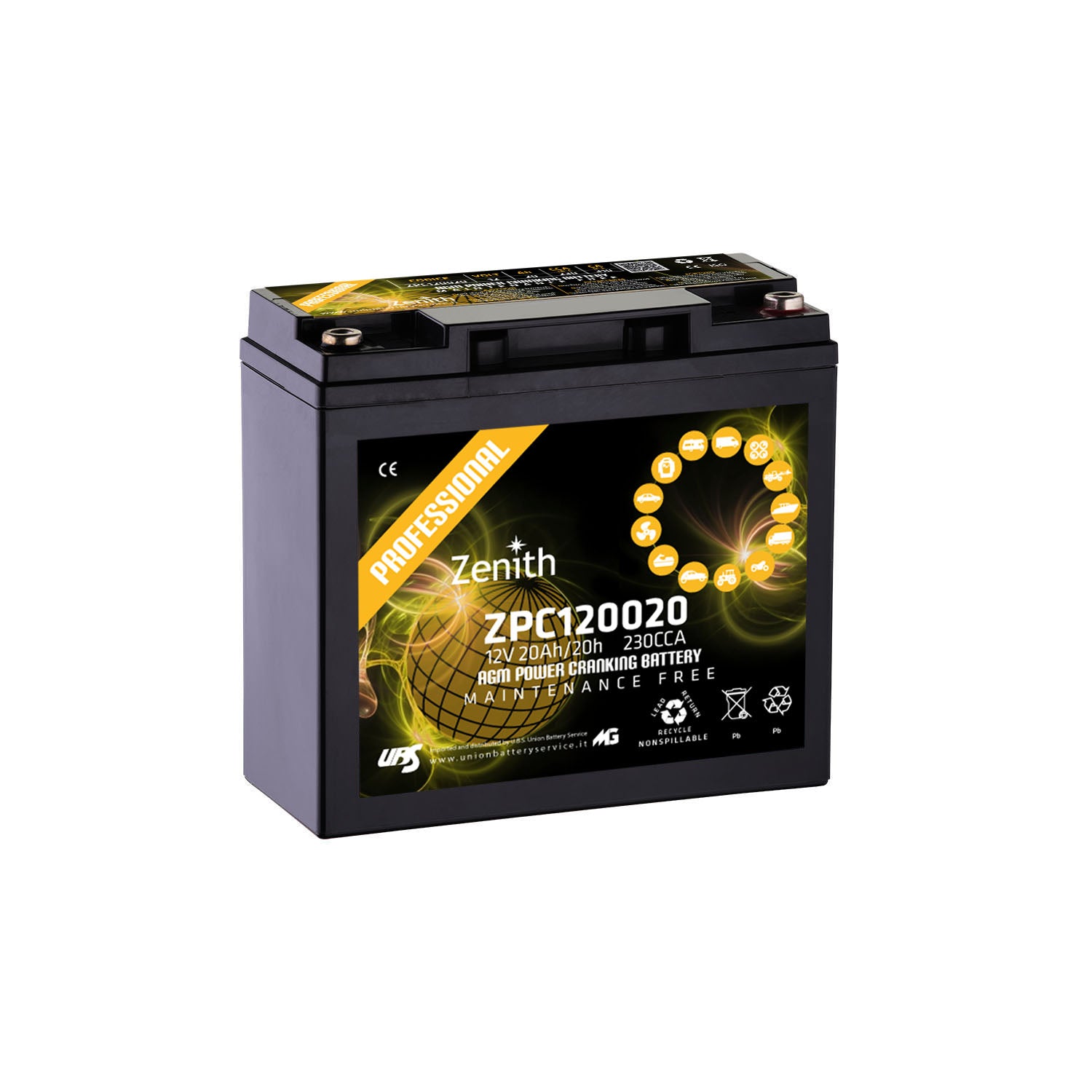 Batteria auto Zenith Alto Spunto ZPC120020 CCA AGM 12V 20Ah 230A